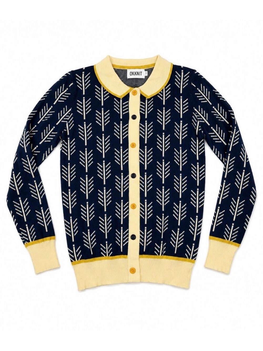 NWT OXKNIT Women's Blue Retro 70s Jacquard Collared Cardigan
Sweater Size Small - Picture 2 of 8